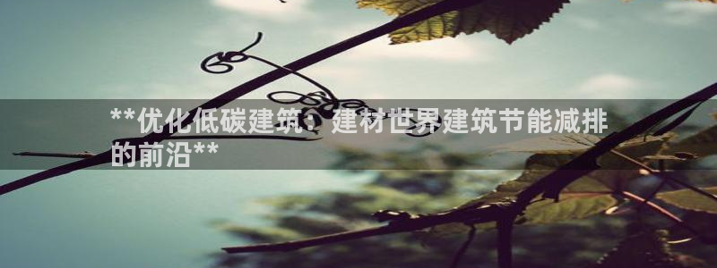e尊国际客户端：**优化低碳建筑：建材世界建筑节能减排
的前沿**
