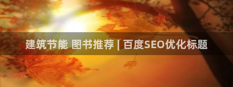 e尊国际是个黑网：建筑节能 图书推荐 | 百度SEO优化标题